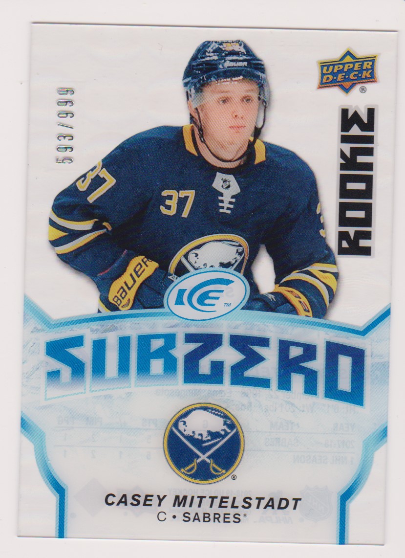 2018-19 Upper Deck Ice Sub Zero #SZ40 Casey Mittelstadt 593/999 (image for) 2018-19 Upper Deck Ice Sub Zero #SZ40 Casey Mittelstadt 593/999